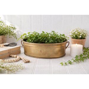 Vintage Brass Planter Bowl With Handles Versatile  Elegant Centerpiece Or Displa